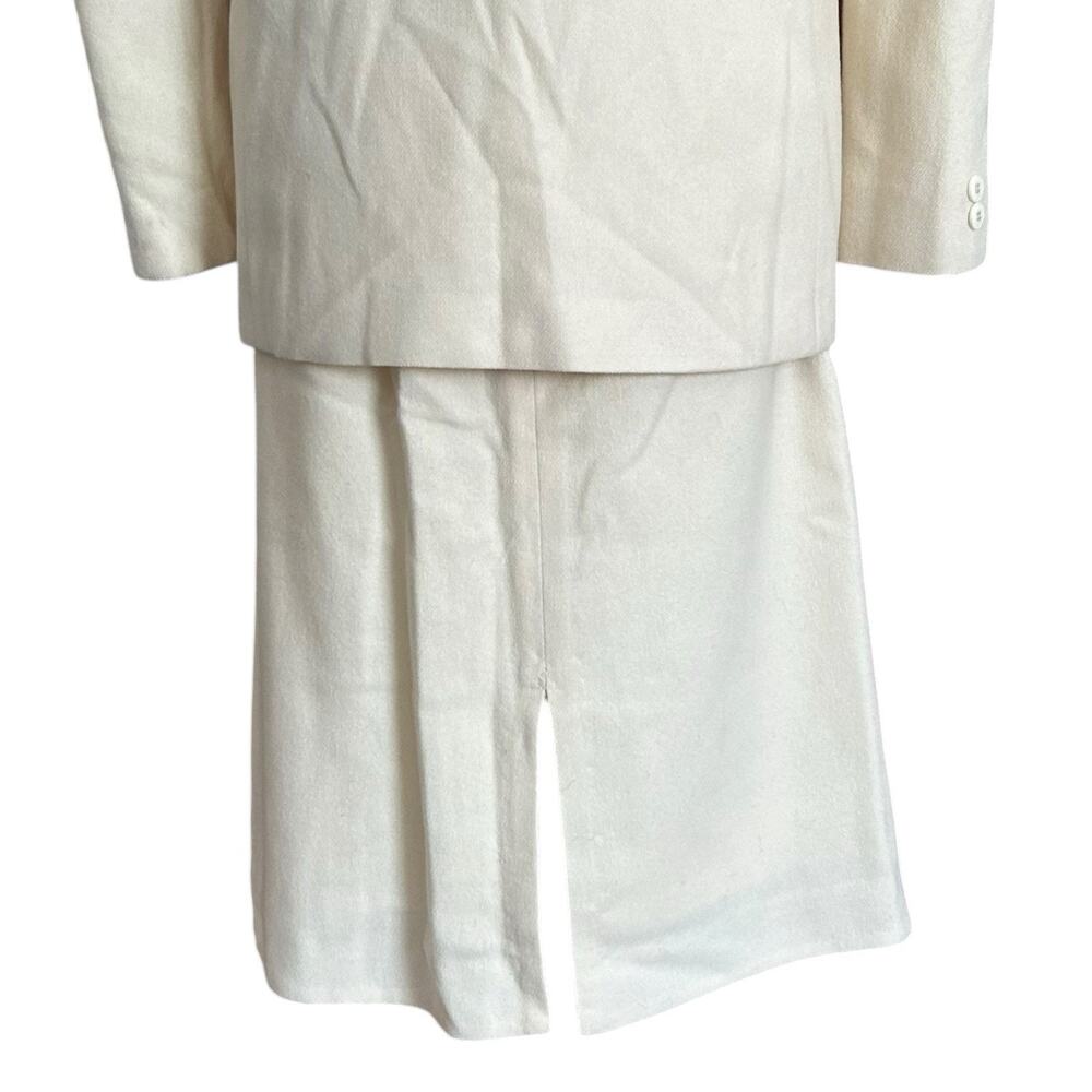 80s Cream Wool Skirt Suit Set Blazer XS Light Academia - Picture 15 of 16